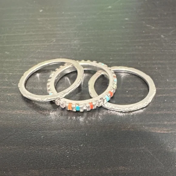 Silver Multicolor Inlay Ring - Picture 2 of 10
